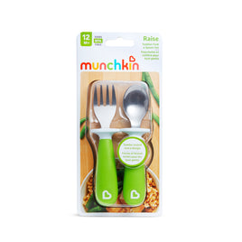 Munchkin Raise™ Toddler Fork & Spoon Set Green