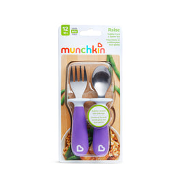 Munchkin Raise™ Toddler Fork & Spoon Set Purple
