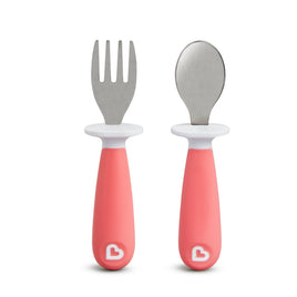 Munchkin Raise™ Toddler Fork & Spoon Set Pink