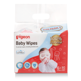 Pigeon Baby Wipes 100% Pure Water 80's 6-in-1 pack