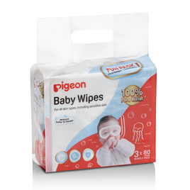 Pigeon Baby Wipes 100% Pure Water 80's 3-in-1 pack