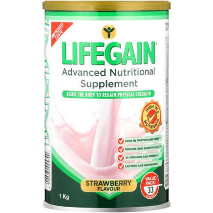 Lifegain Strawberry Powder 1Kg Helderberg Medical