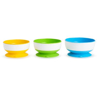 Munchkin Stay Put™ Suction Bowls 3 pack Yellow, Green, Blue