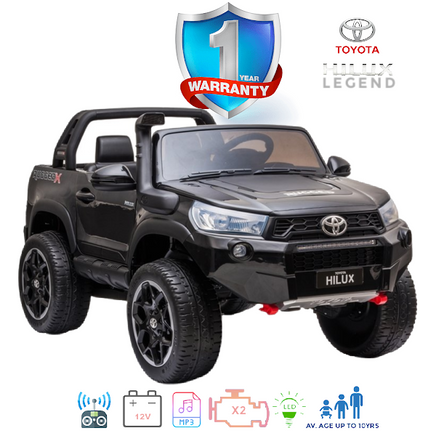 black kids electric ride on toy hilux with remote control black electric ride in 12v car battery operated for children special edition toyota certified