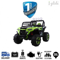 iGlide® Kids Electric Ride On Car Dune Buggy ATV 4X4 3XL Green