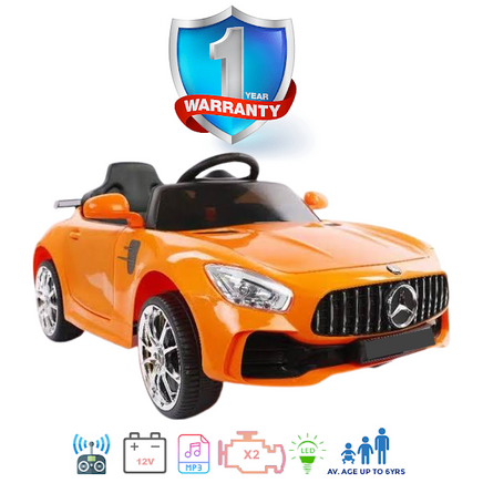 orange amg gt mercedes kids ride on car