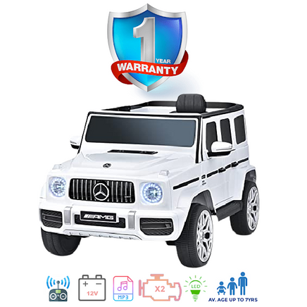 kids electric rid eon remotee controlled or self operational 12V battery operated ride on car for children white mercedes G63