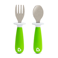 Munchkin Raise™ Toddler Fork & Spoon Set Green