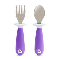 Munchkin Raise™ Toddler Fork & Spoon Set Purple
