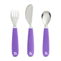 Munchkin Splash Toddler Fork, Knife & Spoon Set Purple