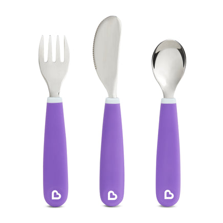  Munchkin Splash Toddler Fork, Knife & Spoon Set Purple 