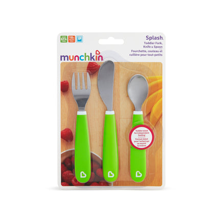  Munchkin Splash Toddler Fork, Knife & Spoon Set Green 