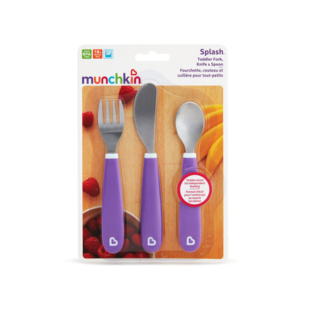  Munchkin Splash Toddler Fork, Knife & Spoon Set Purple 