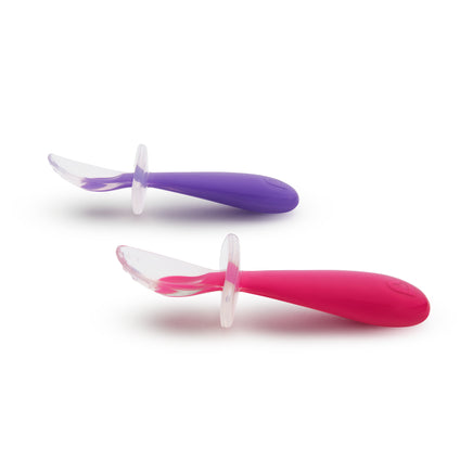  Munchkin Gentle Scoop™ Silicone Training Spoons 2 Pack Pink/Purple 
