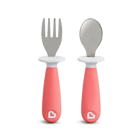  Munchkin Raise™ Toddler Fork & Spoon Set Pink 