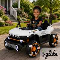 iGlide® Kids Electric Ride On Car Mega Jeep 5XL White