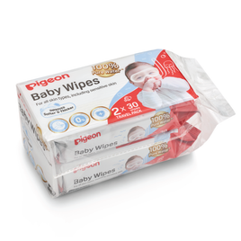 Pigeon Baby Wipes 100% Pure Water 80's 2-in-1 pack