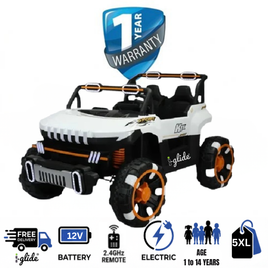 iGlide® Kids Electric Ride On Car Mega Jeep 5XL White