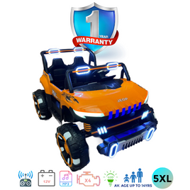 Kids Electric Ride On Car Mega Jeep 5XL Orange