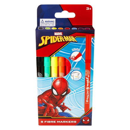  Marvel Stationery Spider-Man 8 Colour Fibre Markers 