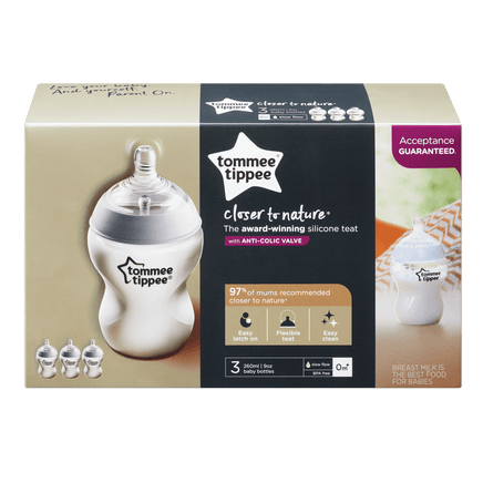  Tommee Tippee Closer to Nature Baby Bottle 260ml 3pck 