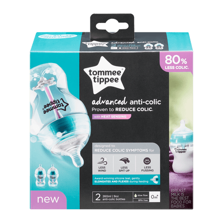  Tommee Tippee Advanced Anti-Colic Baby Bottle 260ml 2Pack 