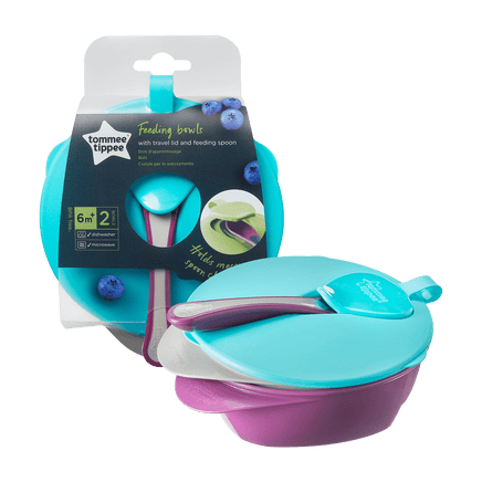  Tommee Tippee Easy Scoop Feeding Bowls With Travel Lid And Spoon 