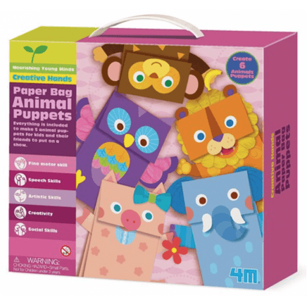  Kids Educational 4M - Animal Paper Bag Puppets Play Set 