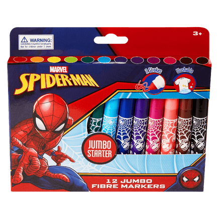  Marvel Stationery Spider-Man 12 Jumbo Fibre Markers 