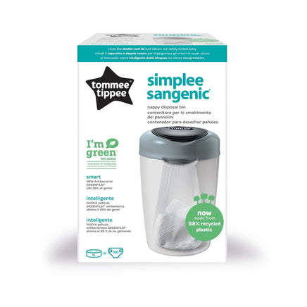  Tommee Tippee Simplee Sangenic Nappy Disposal Bin Eco-Friendlier - Grey 