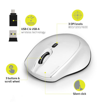  Port Connect Wireless Silent Dongle Mouse 