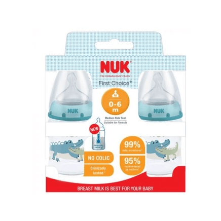  NUK First Choice + Baby Bottle 150ml 0-6M Twin Pack 