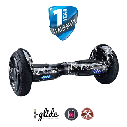  Hoverboard iGlide™ V3 10" Bluetooth Off-Road - Black Lightning 