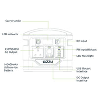 Gizzu 518Wh Portable Power Station 1 x 3 Prong SA Plug Point