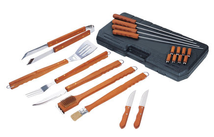  Alva™ - 21Pc Deluxe Wood-Handled BBQ Tool Set 