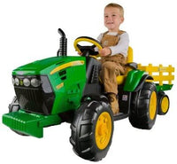 Kids Electric Ride On John Deere Ground Force & Trailer L
