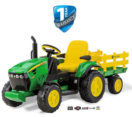 Kids Electric Ride On John Deere Ground Force & Trailer L Exclusivebrandsonline