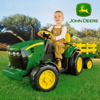 Kids Electric Ride On John Deere Ground Force & Trailer L