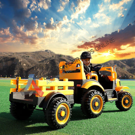Kids Electric Ride On Tractor & Trailer L Exclusivebrandsonline