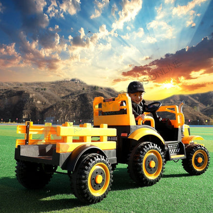 Kids Electric Ride On Tractor & Trailer L Exclusivebrandsonline