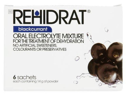 Rehidrat Oral Electrolyte Mixture Blackcurrant 6 Sachets Helderberg Medical