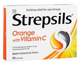 Strepsils Throat Lozenges Orange with Vitamin C 24 Helderberg Medical